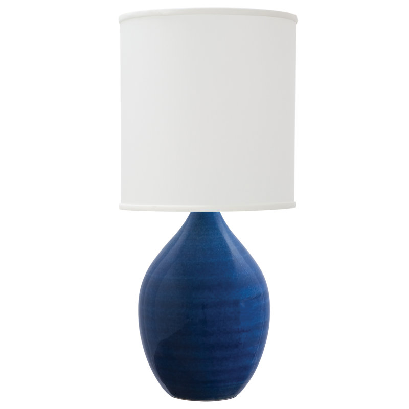 Scatchard Table Lamp, Cream/Blue, 20.5" H x 9" W x 9" D