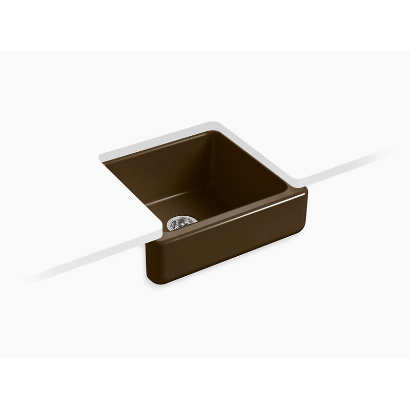 Whitehaven Self-Trimming 24" L x 22" W Farmhouse Kitchen Sink, Black/ Tan
