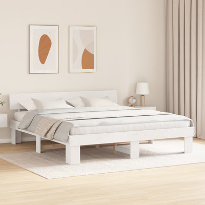 Bed Frame with Headboard Solid Pine Wood