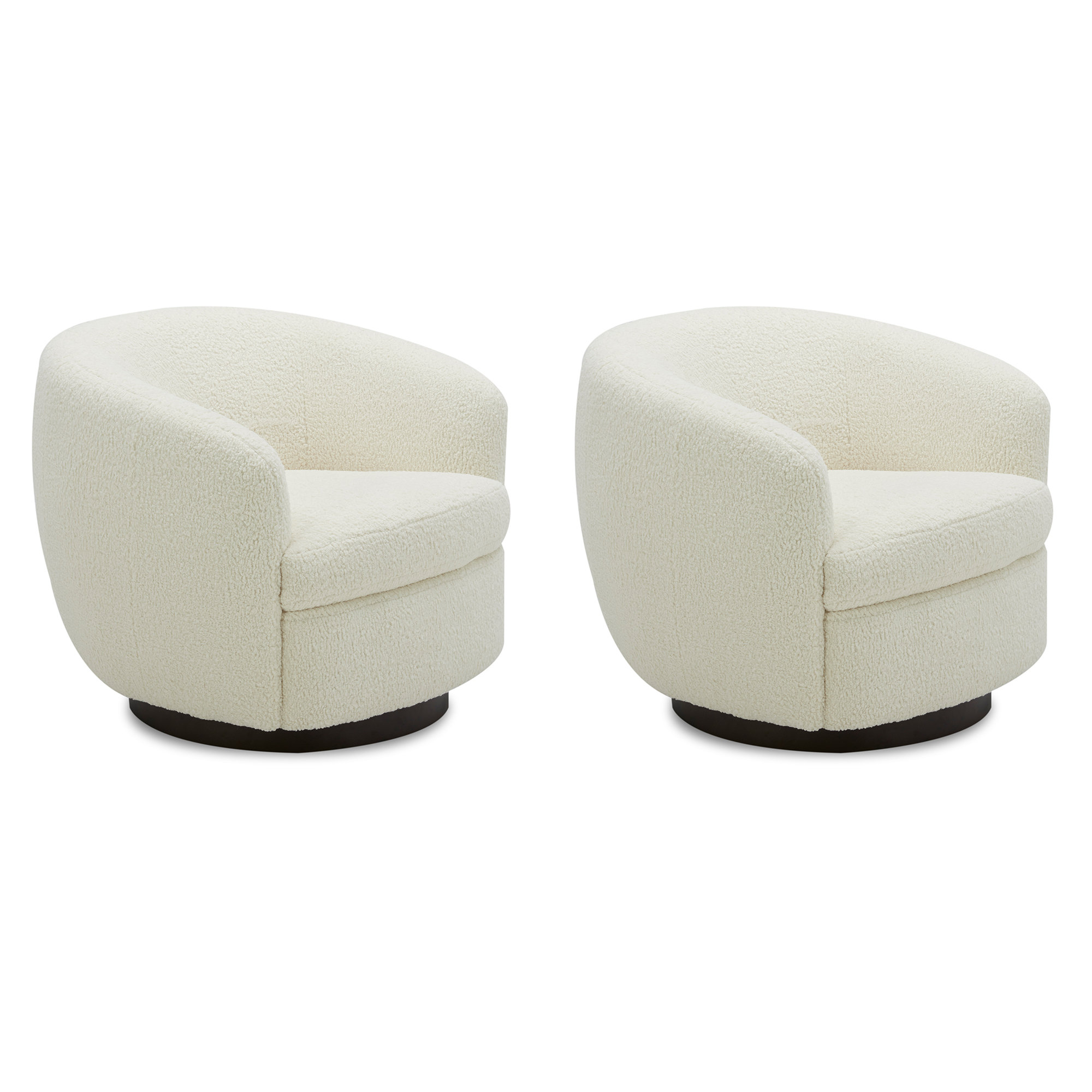 Marcy Upholstered Swivel Barrel Chair, White
