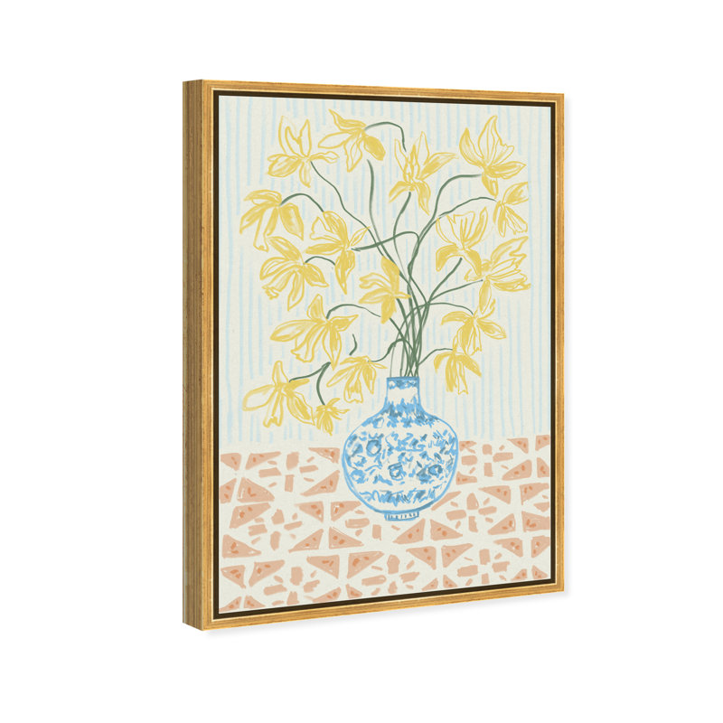 Yellow Iris Summer Print by Oliver Gal, 25"H x 17"W, Gold Floater Frame