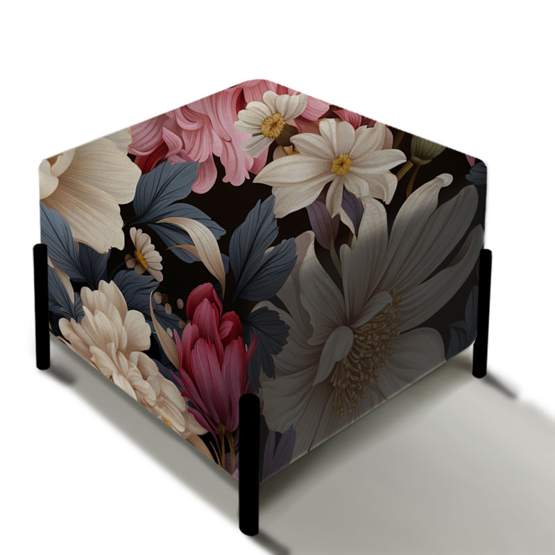 Motif botanique pivoines Renaissance rose foncé