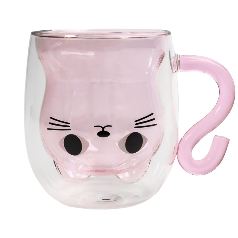 200ml Cat Insulated Glass Mug