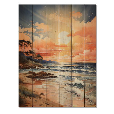 «Beach Sunkissed Sands Pointillism II» sur bois