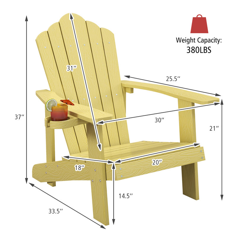 Chaise Adirondack en plastique Gumbert, Jaune