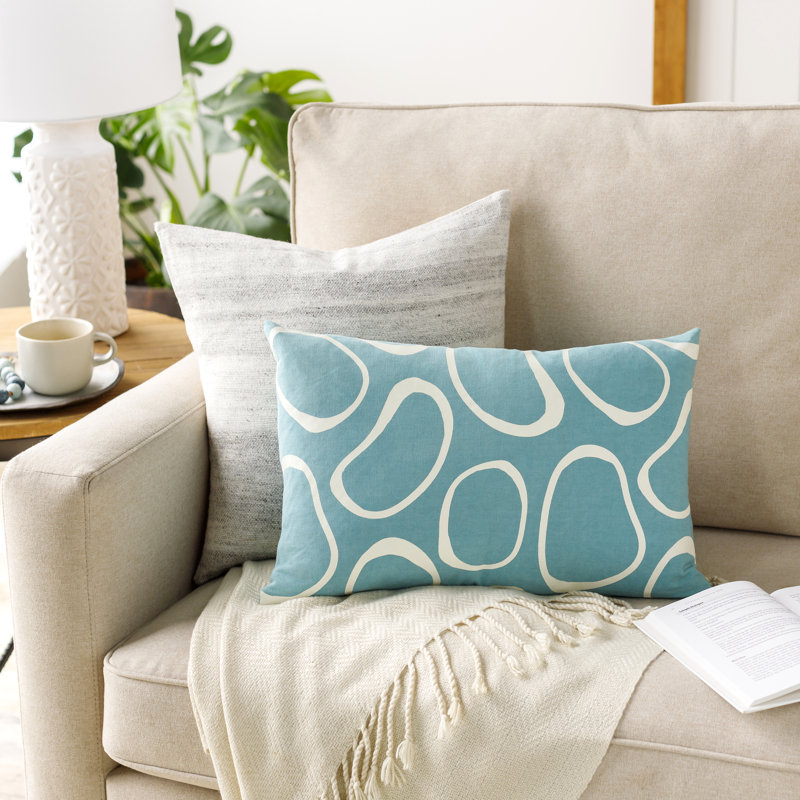 Coussin en polyester Lachen, Bleu sarcelle / crème, Polyester