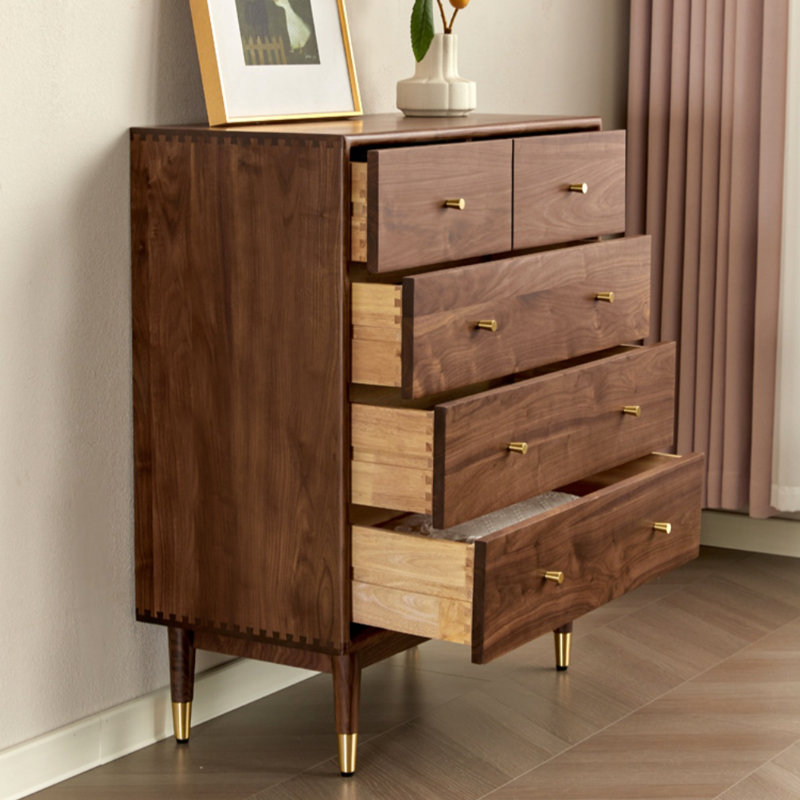 Armoire décorative moderne en bois massif noyer noir pour chambre à coucher