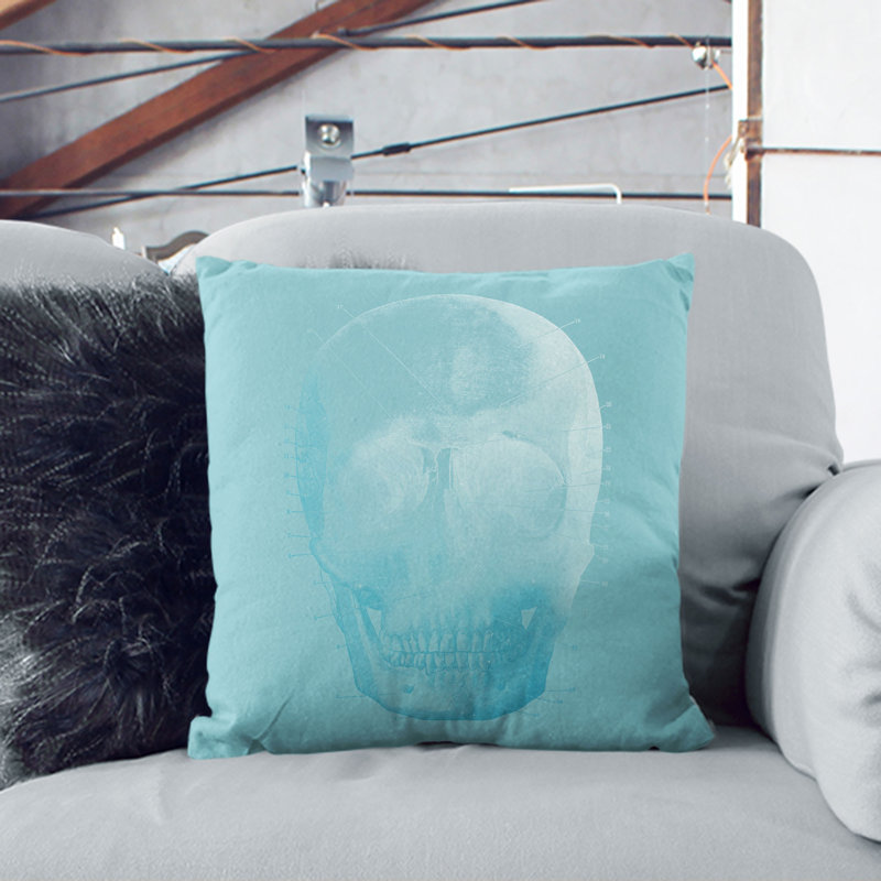 Blue Twilight Skull Square Throw Cushion, 55cm H x 55cm W x 20cm D