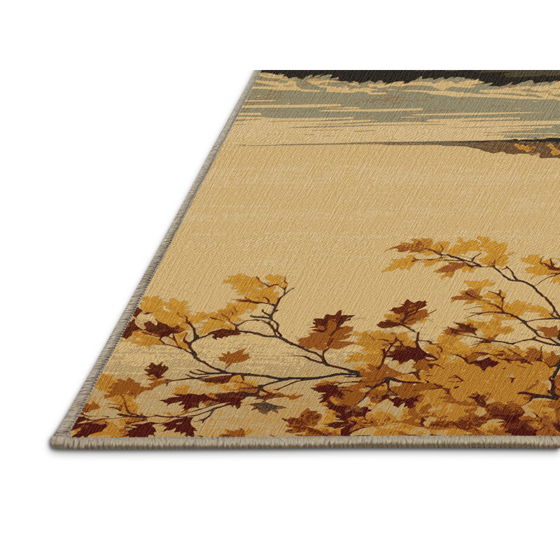 Washable Autumn Coast Coastal Area Rug, Square 5'