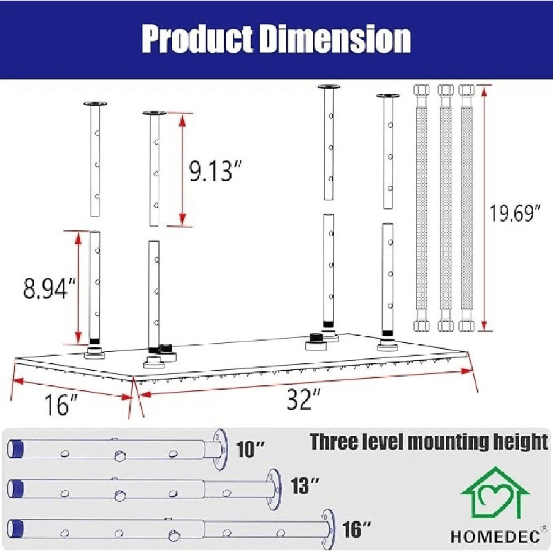 Système de robinet de douche à DEL 16 "x32" brossé or avec douchette et douchette