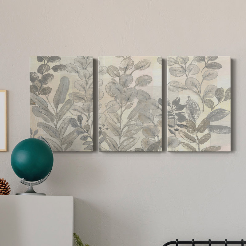 Motif de feuille I - Toile tendue avec châssis de qualité supérieure - Prêt à être accroché, H 60 po x l 120 po x P 1 po