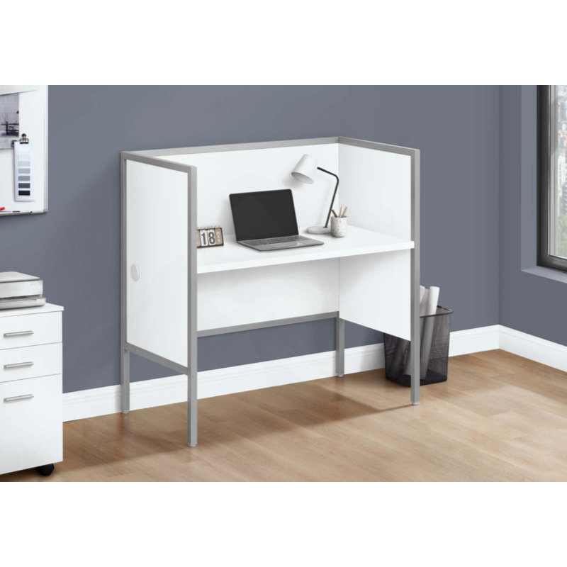 Bureau de bureau, bureau, travail, qualité commerciale, métal, contemporain, moderne, Blanc / argenté