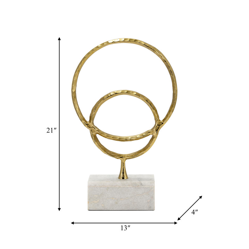 Aluminum Metal Sculpture with Abstract Rings Design in Glam Style - Contemporary Decorative Accent for Modern Spaces.