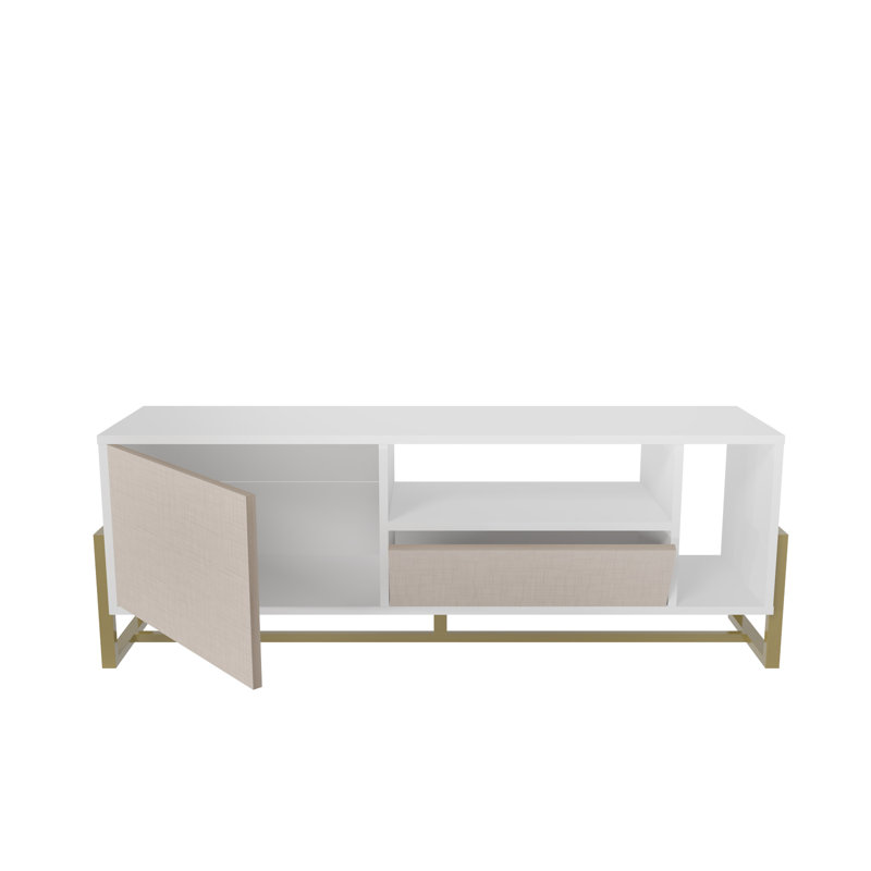 Crédence de rangement Ellaclaire, Blanc et beige