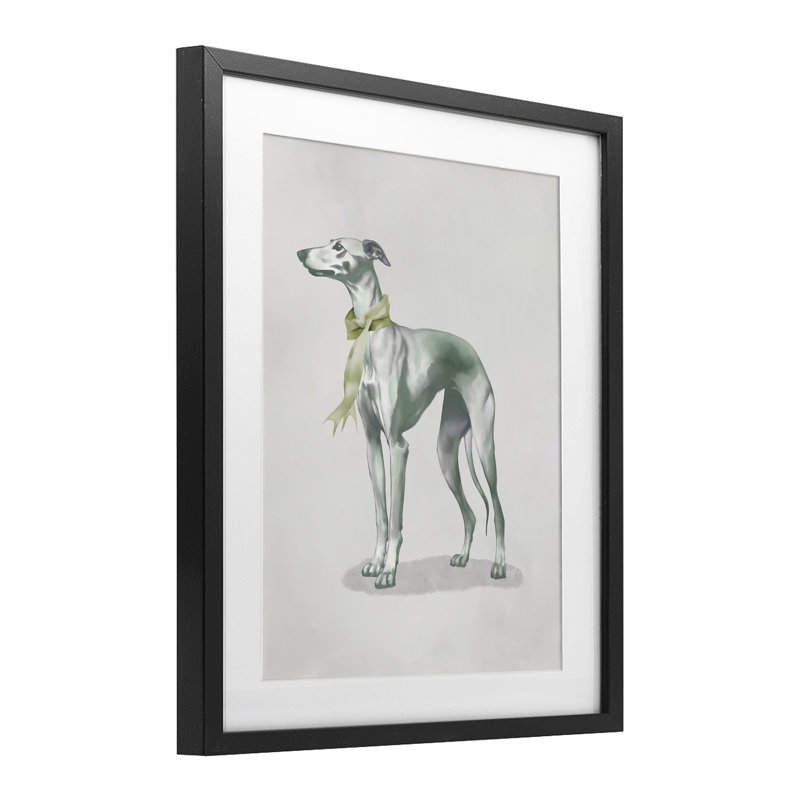 «Graceful Dog & Ribbon», reproduction encadrée sous verre, conception par Elizabeth Medley, H 21 po x l 17 po