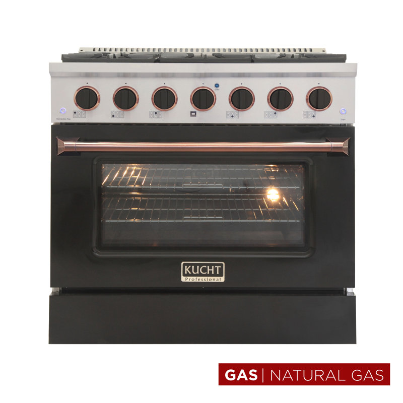 Kucht 36'' W Free Standing Range, Black, Natural Gas