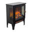 Foyer électrique autoportant de 18 pouces, noir, flamme 3D / ul, caractéristiques de haute sécurité, chaleur 1400W / 700W, 5000, 50000 heures de DEL, poignée de porte dorée, pied amovible, foyer à sortie d'air inférieure