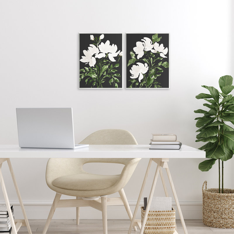 Ensemble de 2 plaques murales blanc sur fond noir, design par Lucille Price
