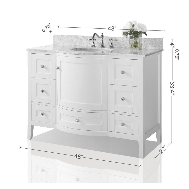 Lauren 48'' W Single Vanity, Brushed Nickel, White