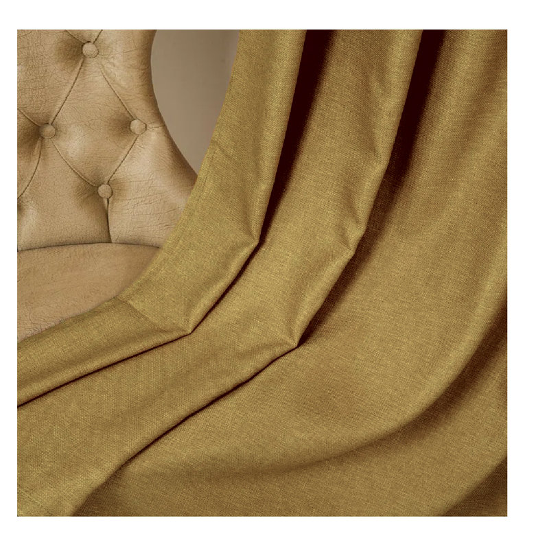 Extra Long & Extra Wide Faux Linen Decorative Curtain Single Panel, 140cm Width x 265cm Drop, Mustard Yellow