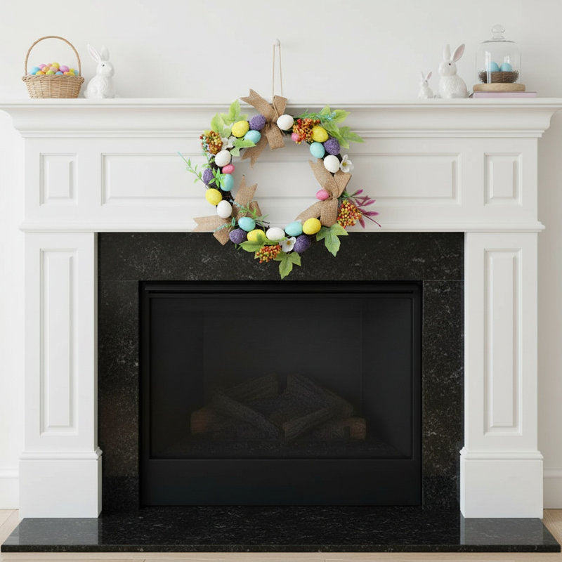 Easter Egg Wreath For Front Door, Colourful Eggs Spring Wreath With Faux Berries For Indoor Outdoor Home Decoration Holiday Decor