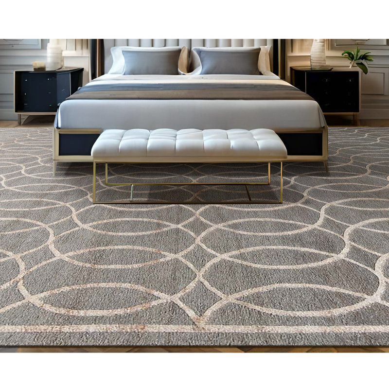 Geometric Area Rug in Dark Moss Green