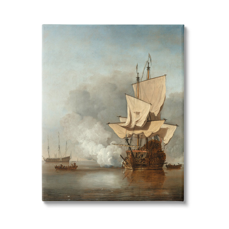 La peinture classique «Le canon» par van van de velde par One1000paintings, H 30 po x l 24 po x P 1,5 po, Toile tendue