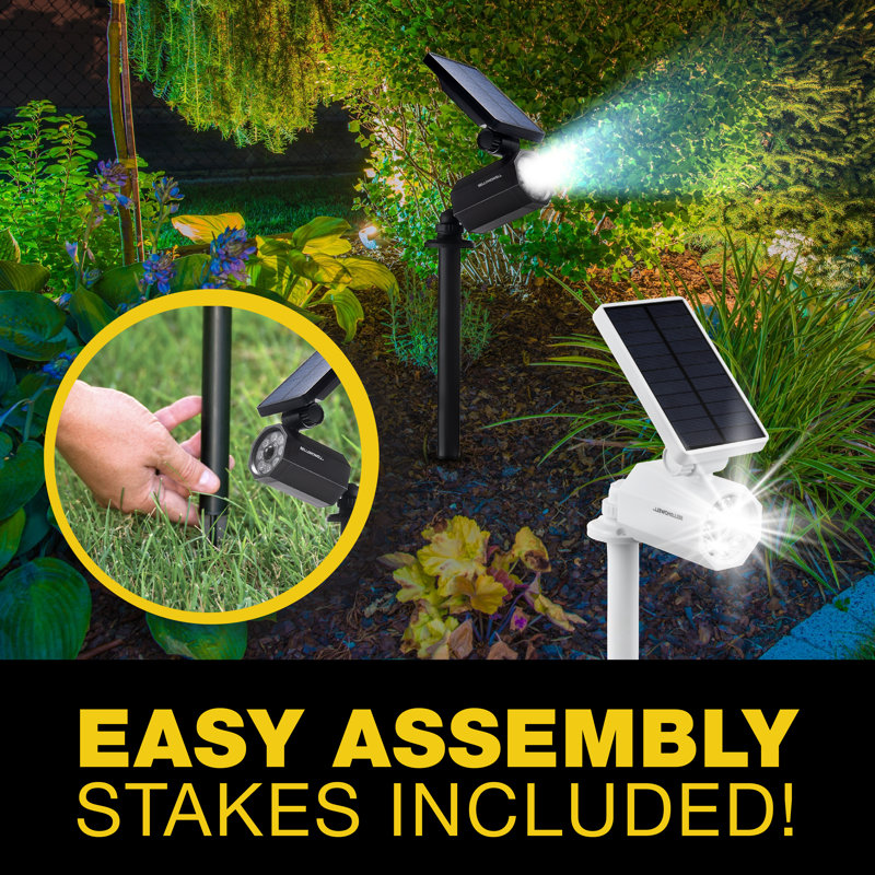 LED Solar Powered Dusk to Dawn Outdoor Security Spotlight with Motion Sensor and Timer, White