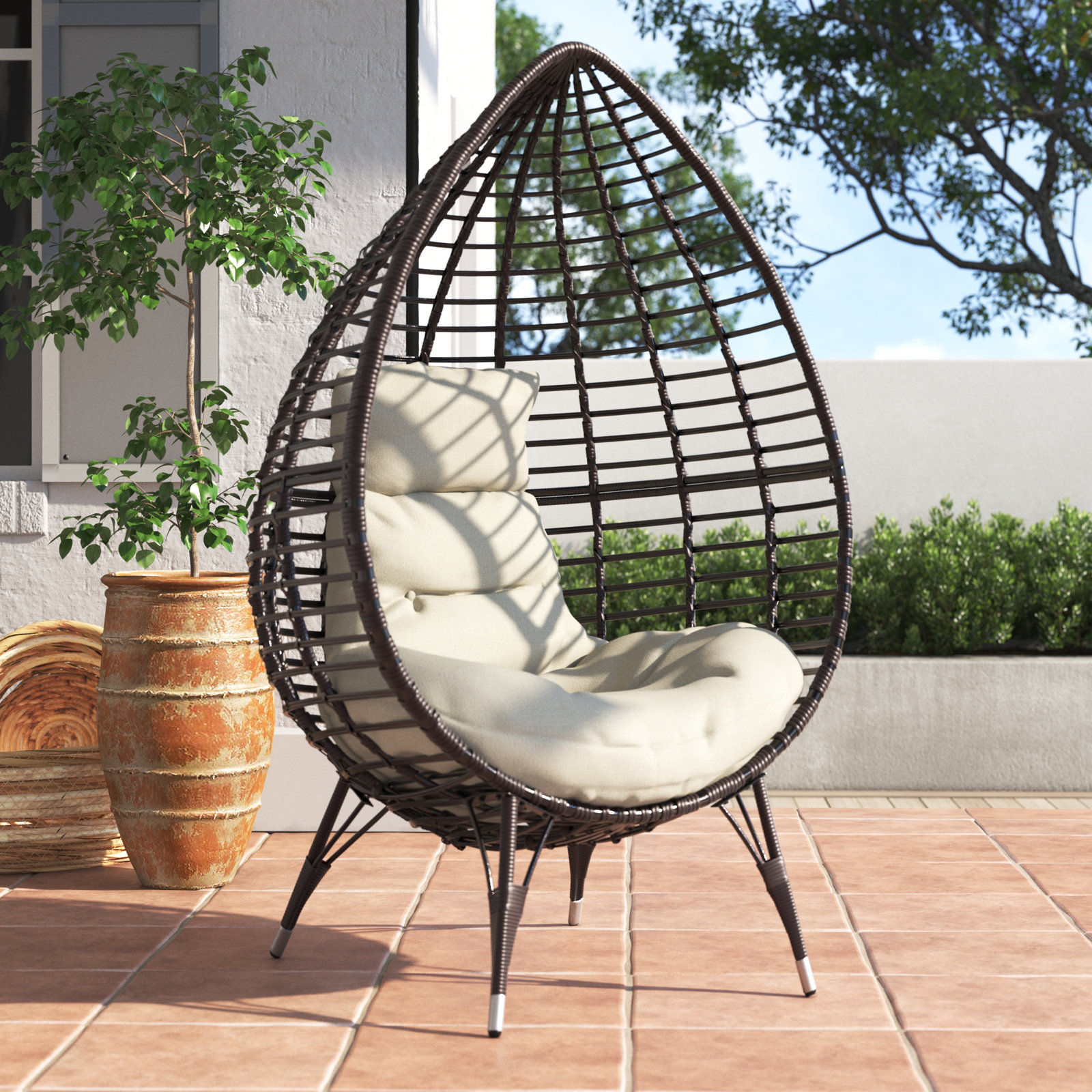 Dixion Patio Egg Chair with Cushions