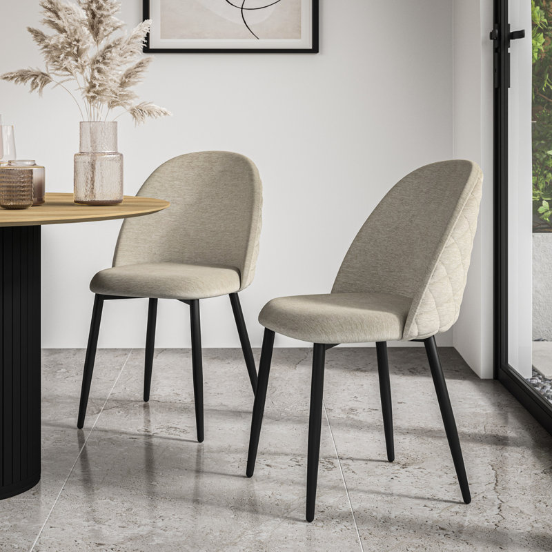 Velvet Upholstered Side Chair, Beige