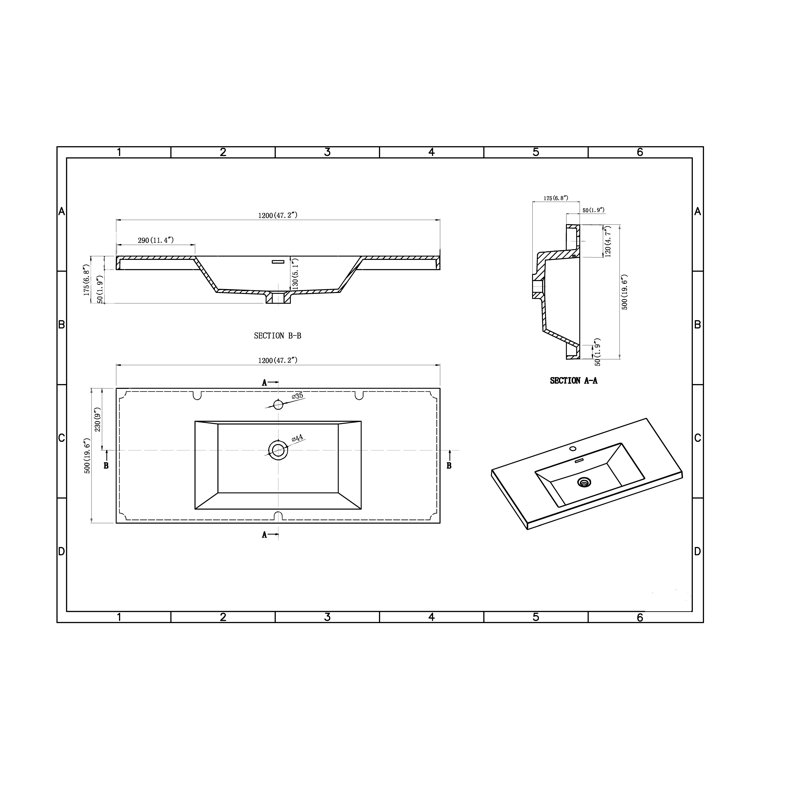 Alma 47" integrated Bathroom Sink