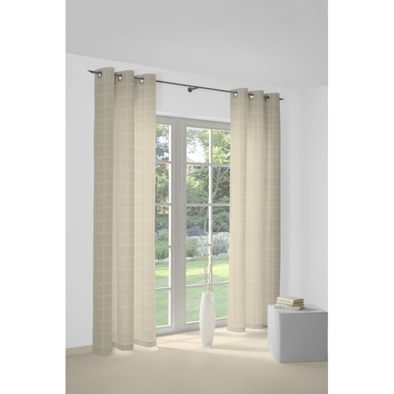 Shire Room Darkening Curtain Single Panel, Beige, 132 W x 145 D cm