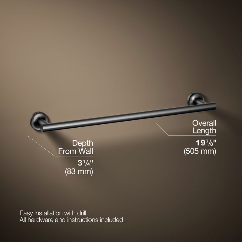 Porte-serviettes Purist, H 1,88 po x l 19,69 po x P 2,81 po