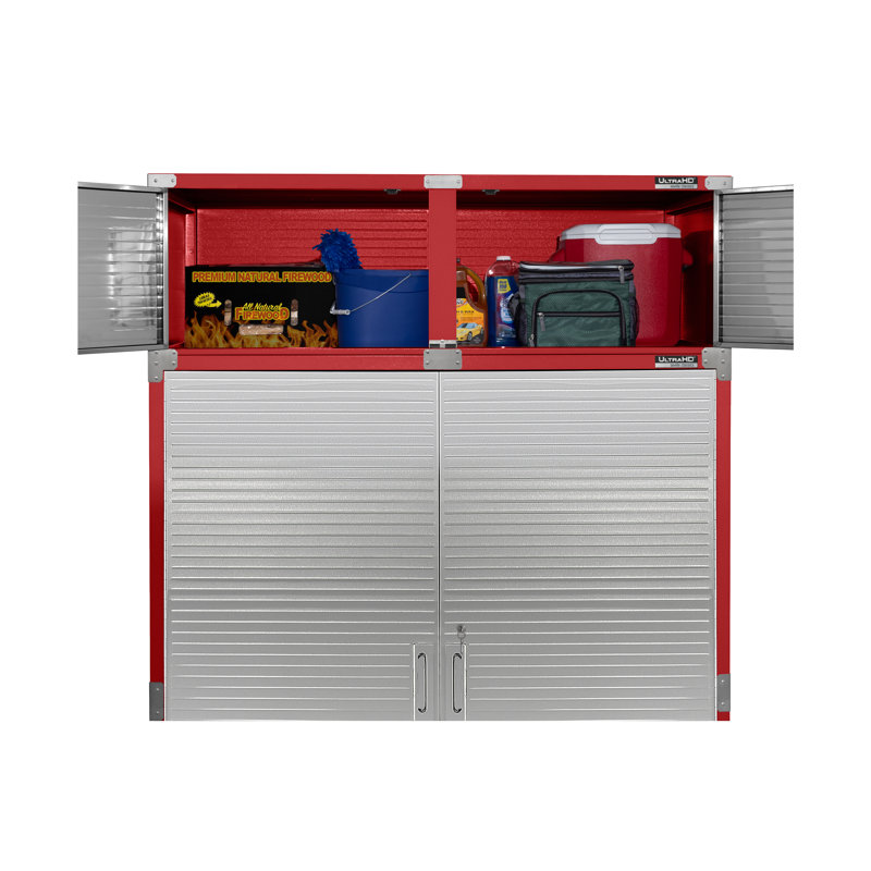 Seville Classics UltraHD Double Door Stacking Top Cabinet, 60" W x 24" D x 18.5" H, Red