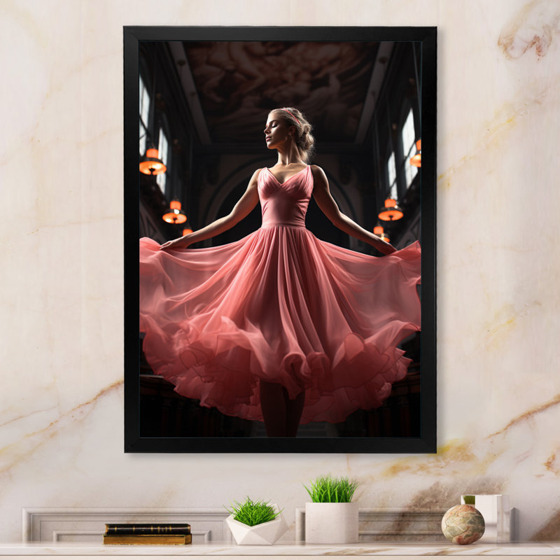 «Pink Ballet Dance IV» sur toile, Cadre photo noir, H 20 po x l 12 po x P 1 po