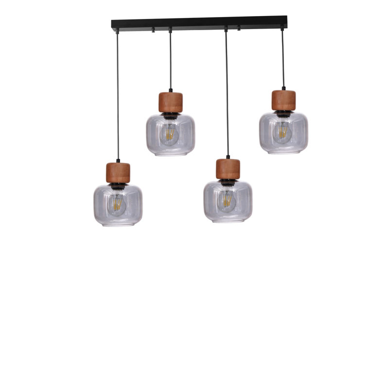 Lustre, Gris / chêne / noir, 4 étages, Quatre lumières