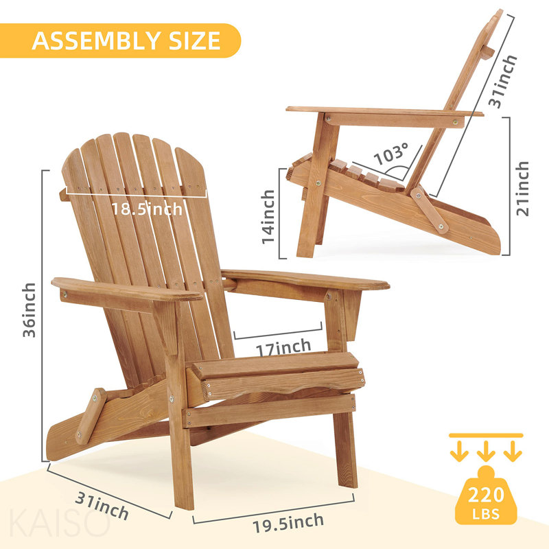 Ensemble de 2 chaises de patio pliantes en bois Adirondack pour le jardin, le jardin, la pelouse, la cour, la terrasse, le bord de la piscine, le foyer d'extérieur