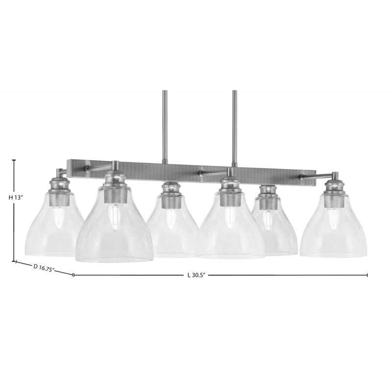 Edge 6 Light Bar With 6.25" Glass, Brushed Nickel