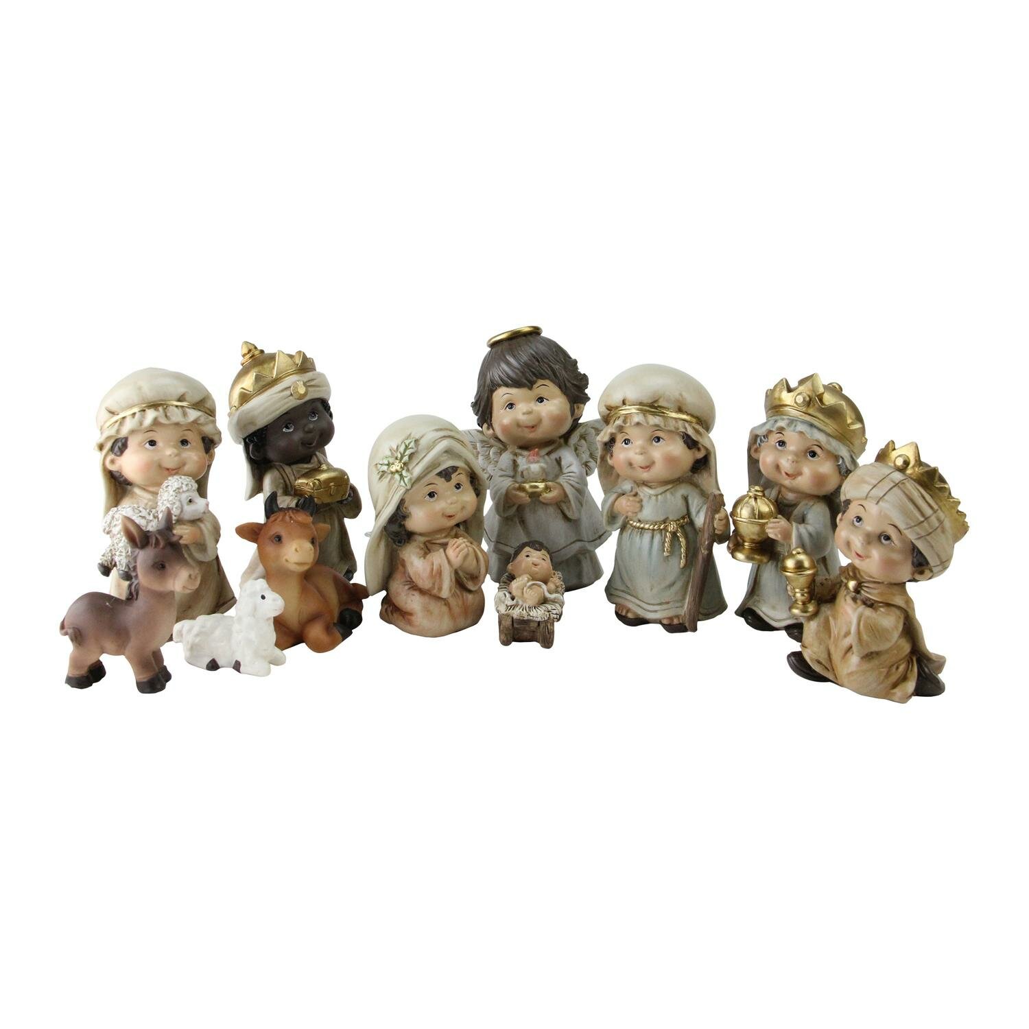 Northlight Seasonal 11-Piece Cherubic Christmas Nativity Figure Set ...