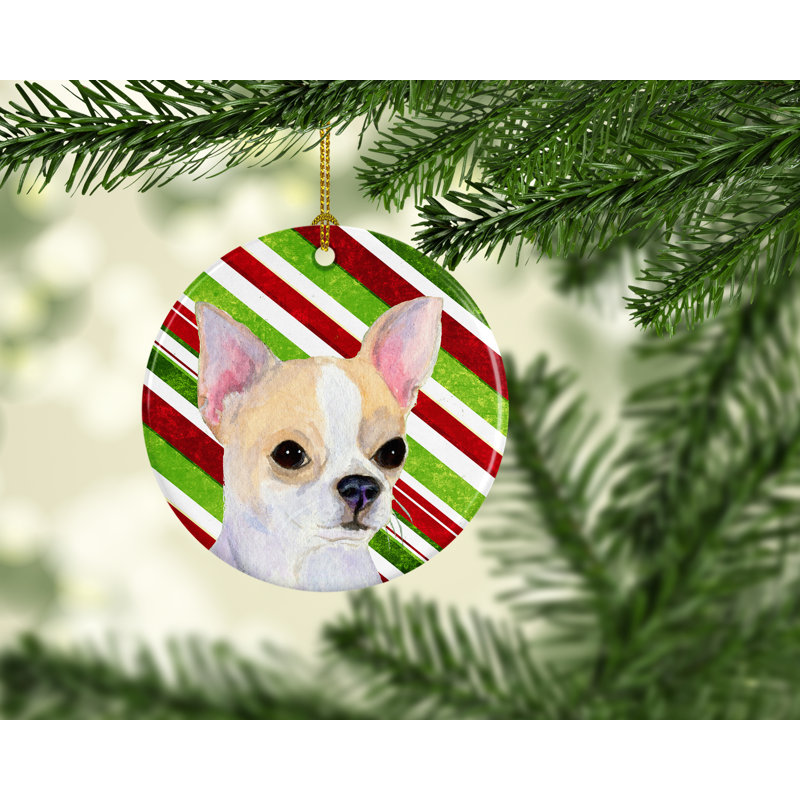 Ornement figurine suspendu en céramique de noël chihuahua