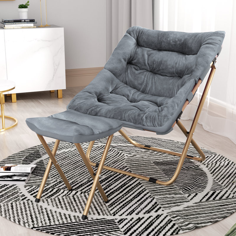 Fauteuil d'appoint douillet capitonné et rembourré avec cadre en métal doré pour le salon, Yes