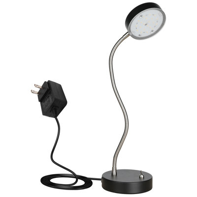 Lampe de bureau à DEL à base plate noire écoénergétique, blanc froid 4000k, sans scintillement, col de cygne flexible avec interrupteur, certification Cetl, garantie de 1 an pour le bureau / espace de travail / bureau