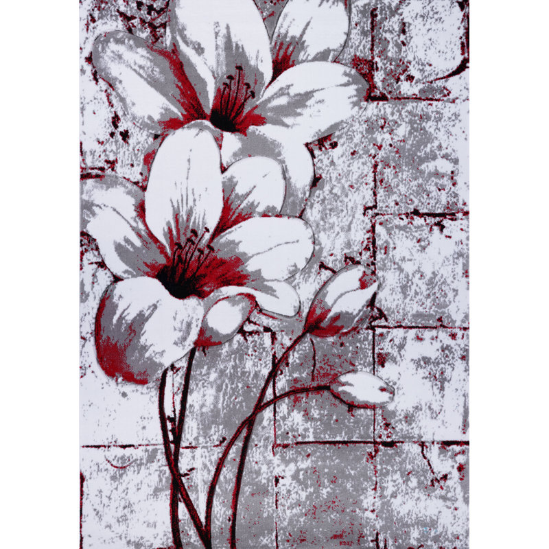 Tapis gris à motif floral Achante, Rectangle 7'10" x 10'5"