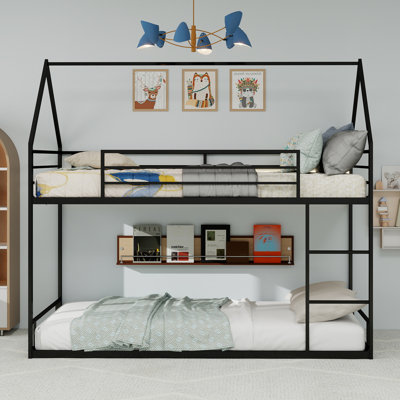 Metal Twin Over Twin Bunk Bed/ Heavy-Duty Sturdy Metal/ Noise Reduced/ Safety Guardrail/No Box Spring Needed,Black