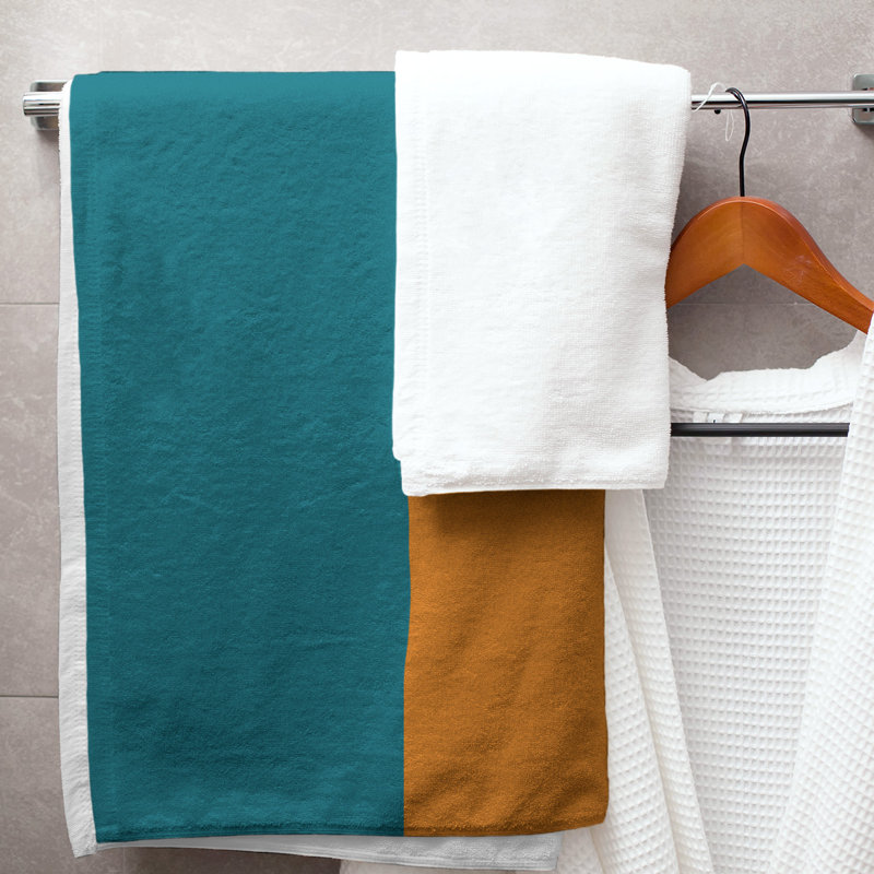 San Jose Lightweight Bath Towel, Deep Pacific Teal/Burnt Orange/Deep Pacific Teal, Microfiber