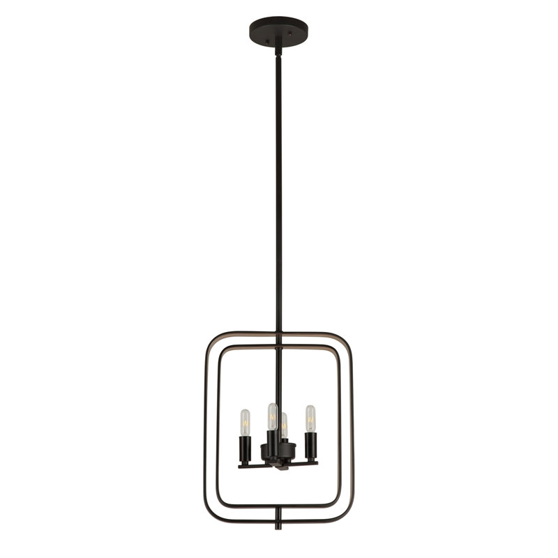 Luminaire suspendu géométrique 4 lumières lanternes Olivia