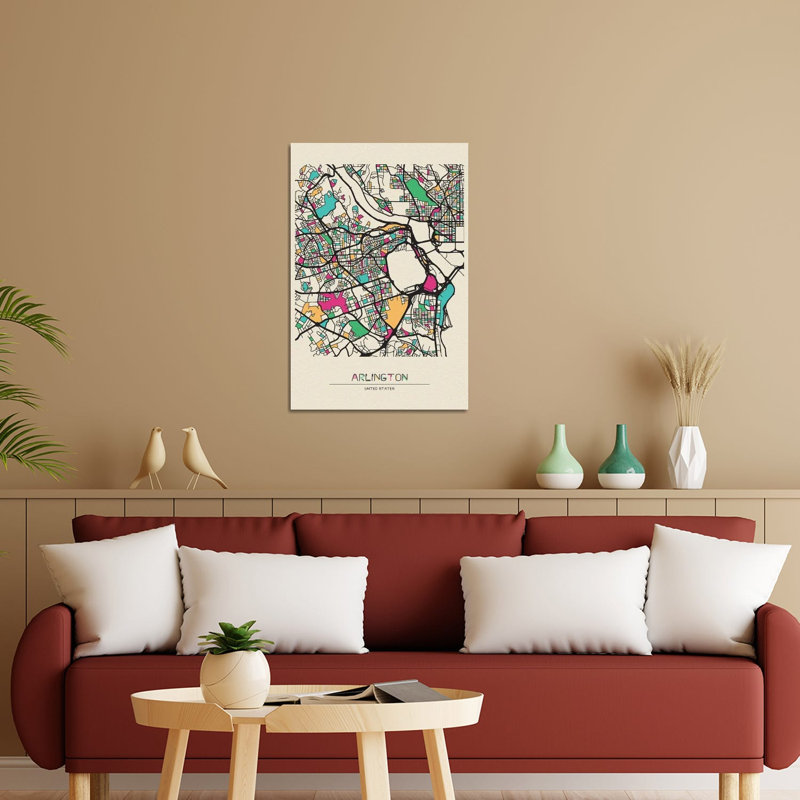 «Arlington County, Virginia», reproduction de carte sur verre acrylique, H 32 po x l 24 po x P 0,25 po