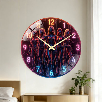 Horloge murale élégante à DEL avec design moderne avec art - horloge murale moderne en verre de 24 po