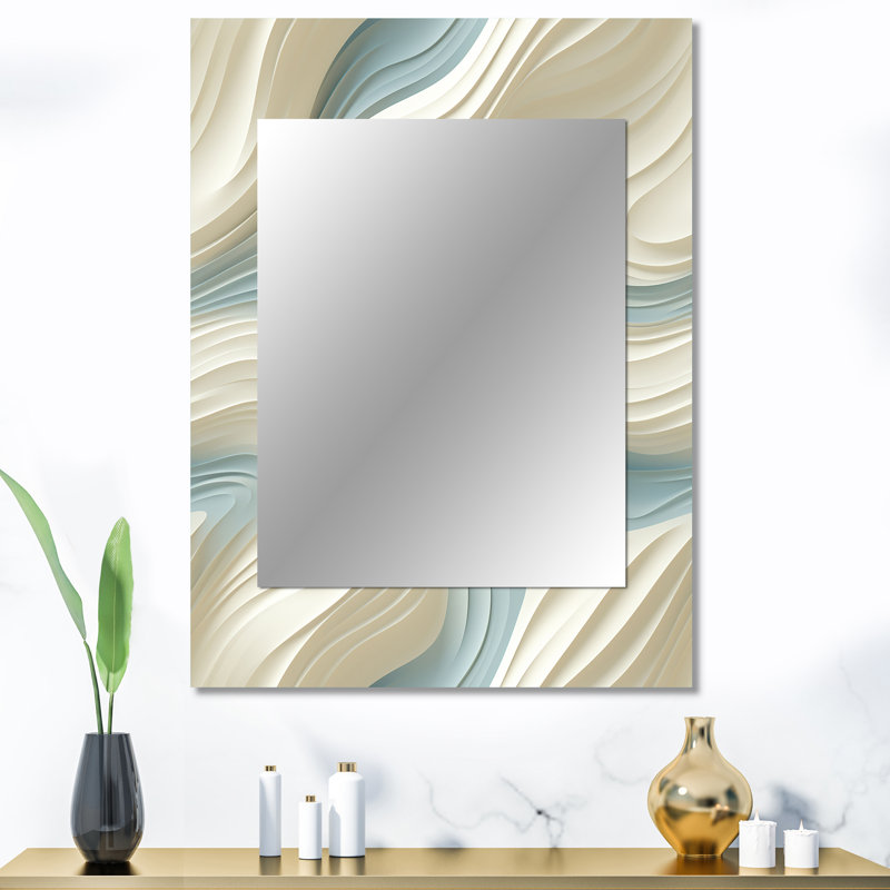 Hitoshi Sculptural Simplicity - miroir mural abstrait unique, miroir moderne, impression d'art en métal, 40 po x 30 po