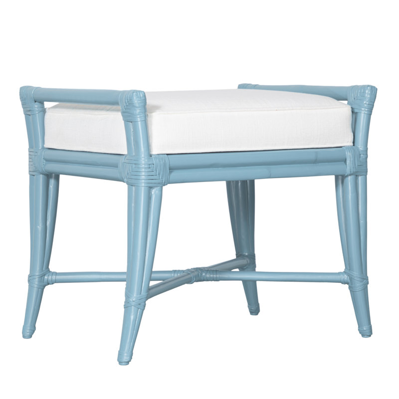 Malacca Upholstered Bench, Pool Blue